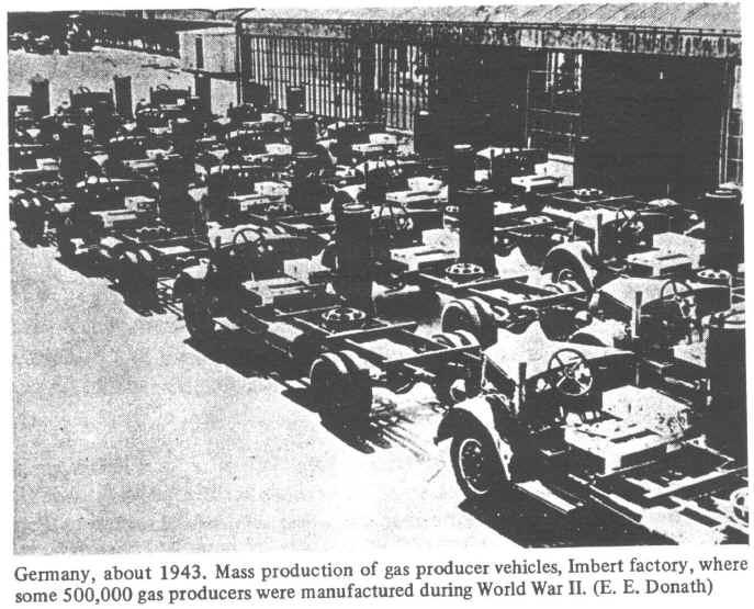 Germany, about 1943. Mass production of gas producer vehicles, Imbert factory, where some 500,000 gas producers were manufactured during WWII.